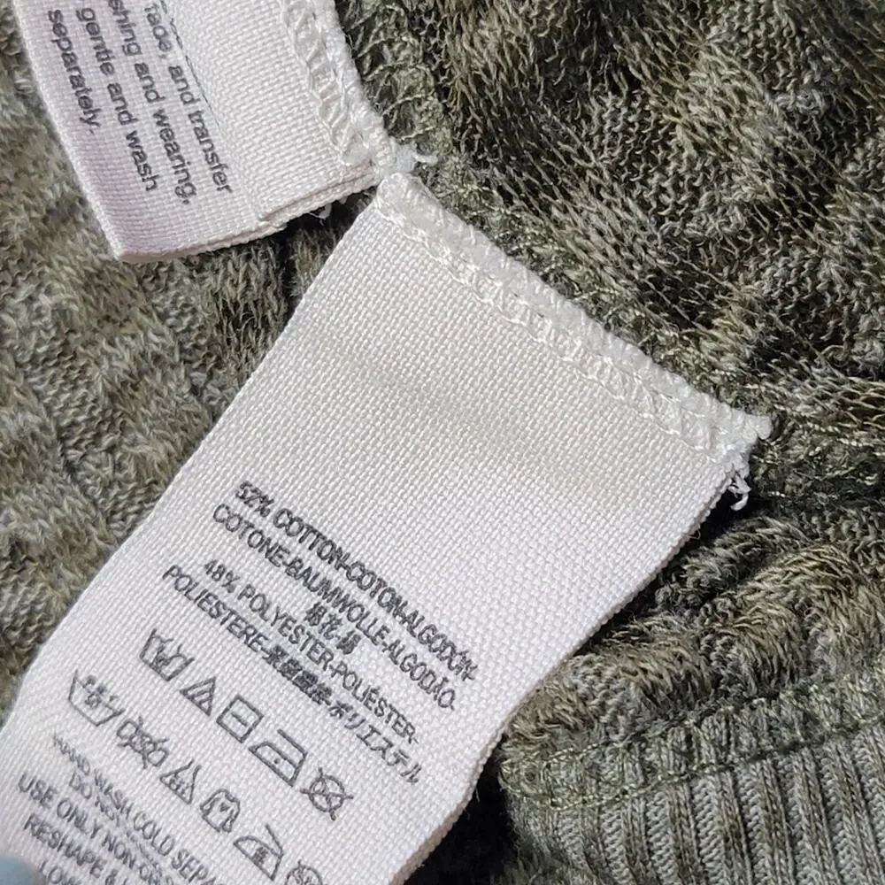We The Free People South Side Thermal Knit Oversized Off Shoulder Top Green Sz S